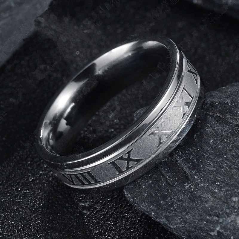 Cassia Ring w/ Roman Numerals - Stainless Steel – Pearls And Rocks